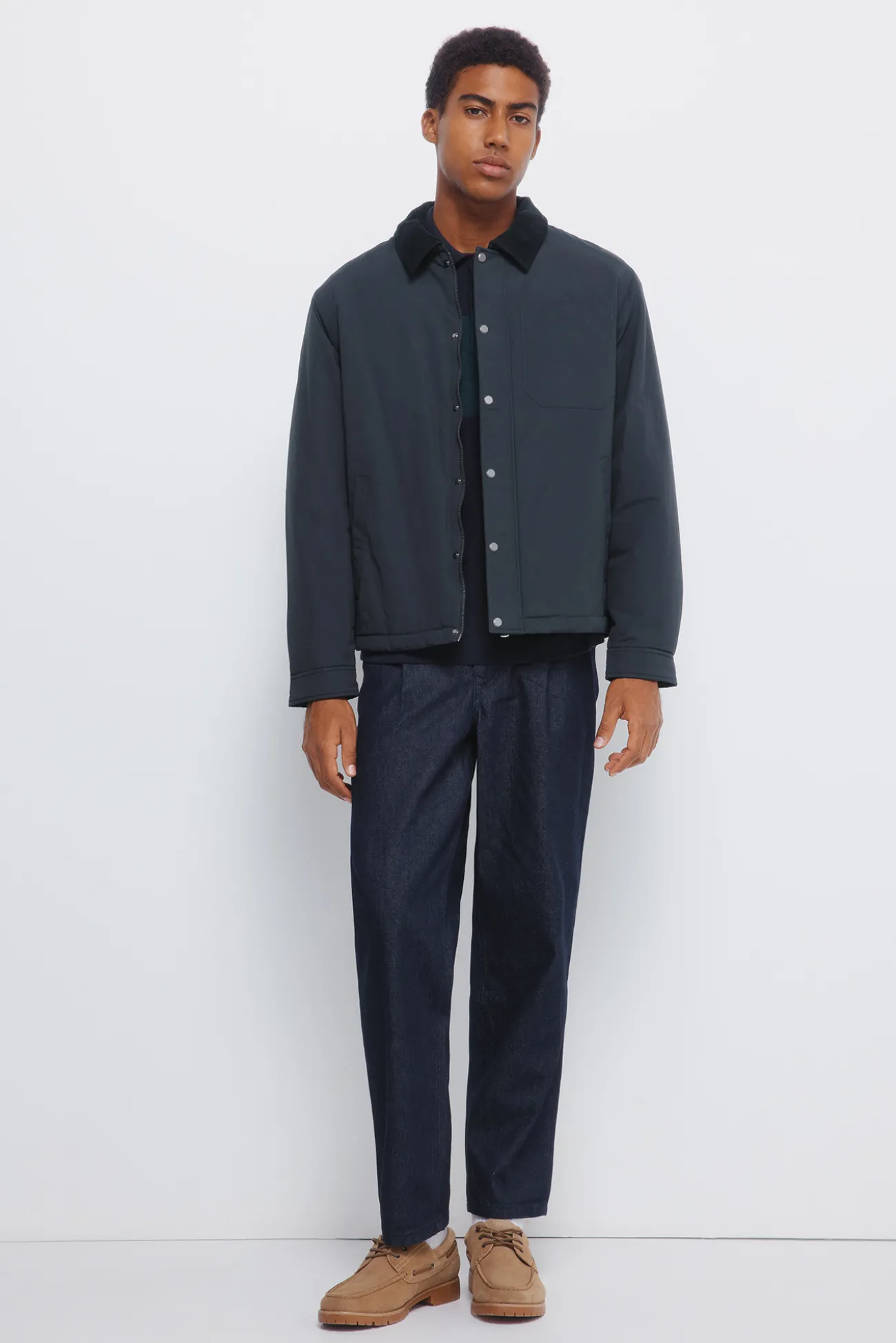 Blouson à col en velours côtelé
