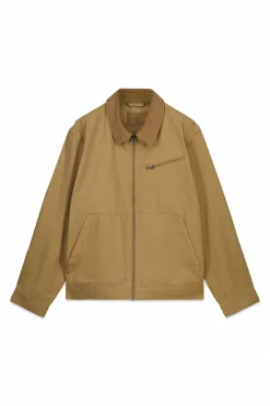 Blouson lavé à contraste en coton