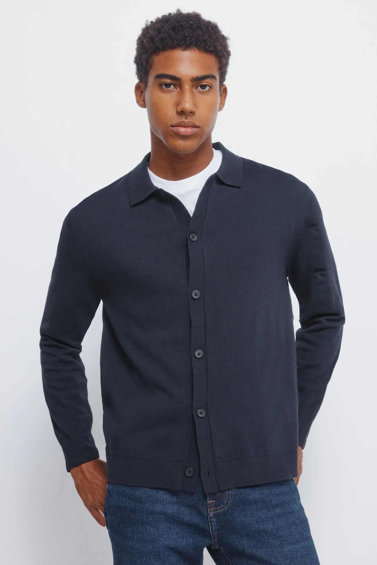 Cardigan boutonné à col polo