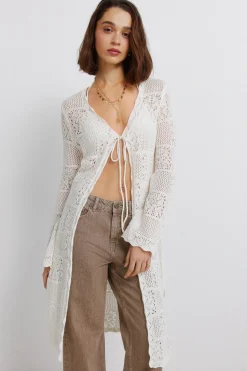 Cardigan long en pointelle