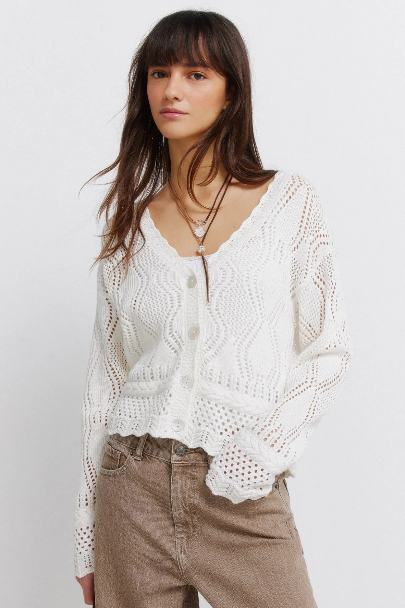 Cardigan pointelle