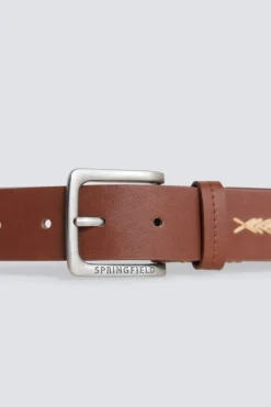 Ceinture effet cuir &agrave; motifs ethniques