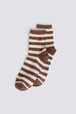 Chaussette longue &agrave; rayures &eacute;toile