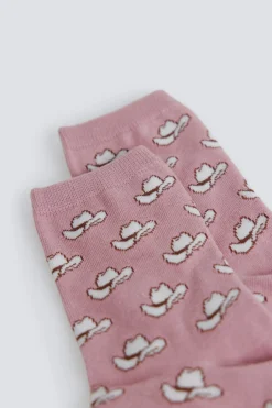 Chaussette longue &agrave; motifs chapeaux