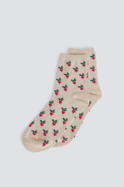 Chaussette longue imprim&eacute;e radis