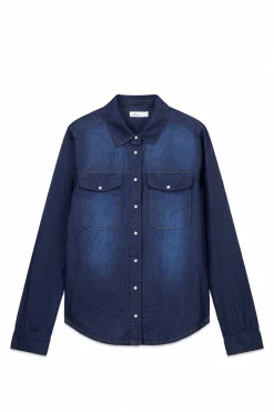 Chemise en jean avec poches en coton