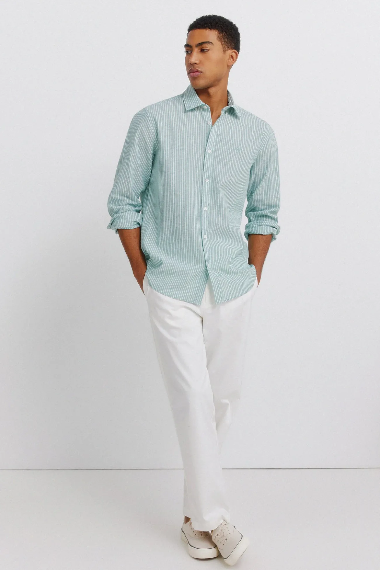 Chemise en lin à rayures
