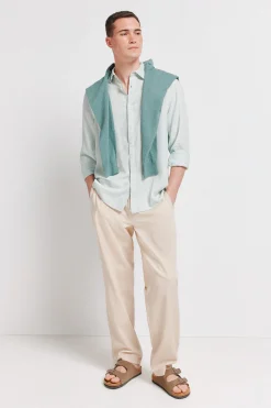 Chemise fil &agrave; fil en lin et viscose