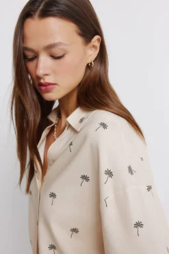 Chemise manches courtes imprim&eacute;e oversize