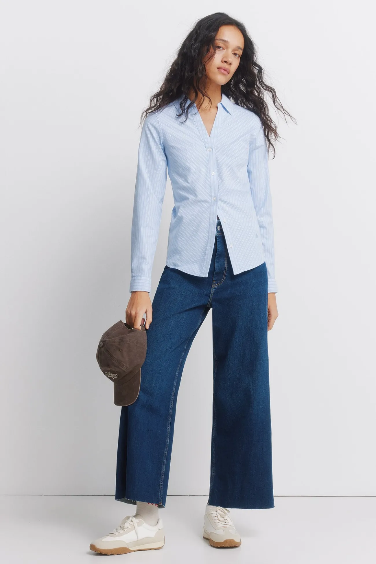 Chemise Oxford en coton à col en V