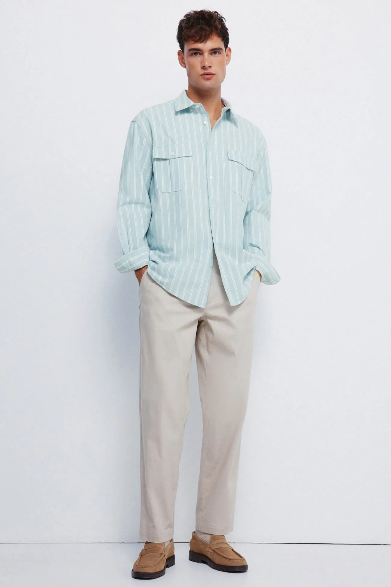 Chemise Oxford rayures avec poches