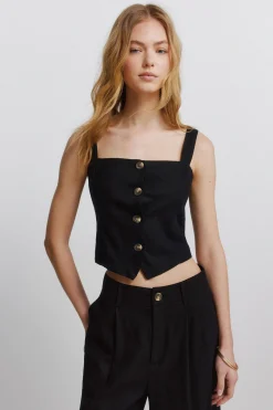 Haut gilet en lin noir