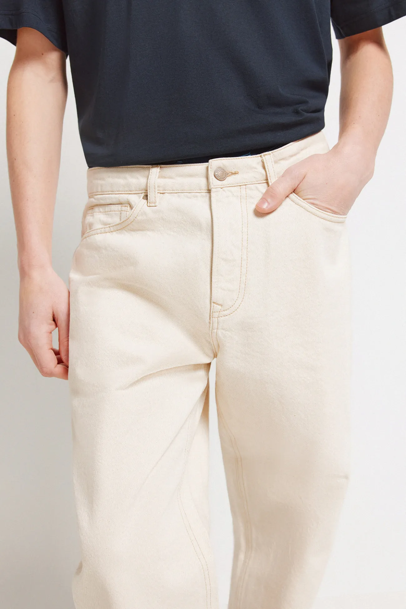 Jeans coupe droite écru