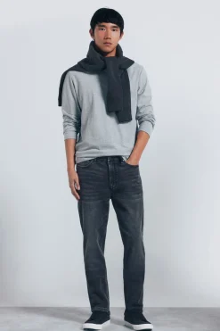 Jeans skinny d&eacute;lav&eacute; gris fonc&eacute;