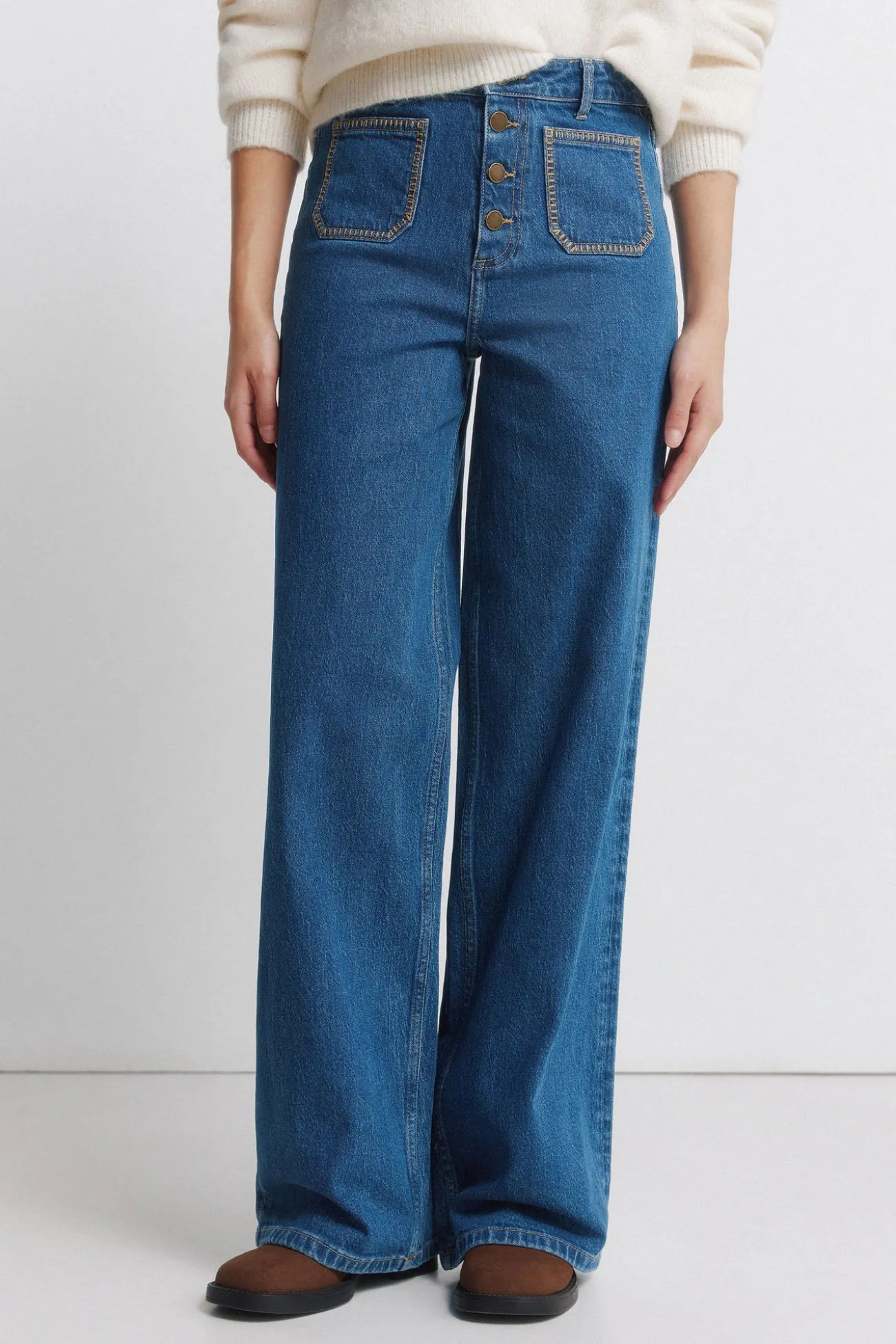 Jeans super large avec poches plaquées