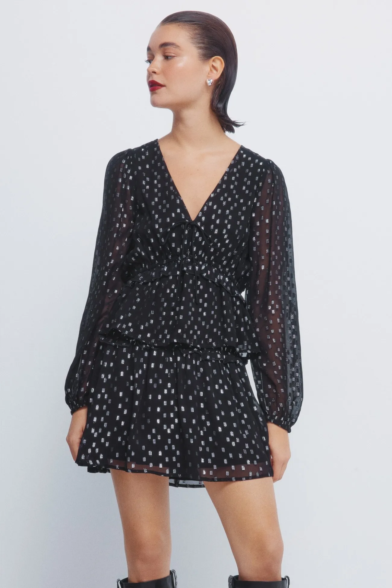 Jupe à smocks en lurex
