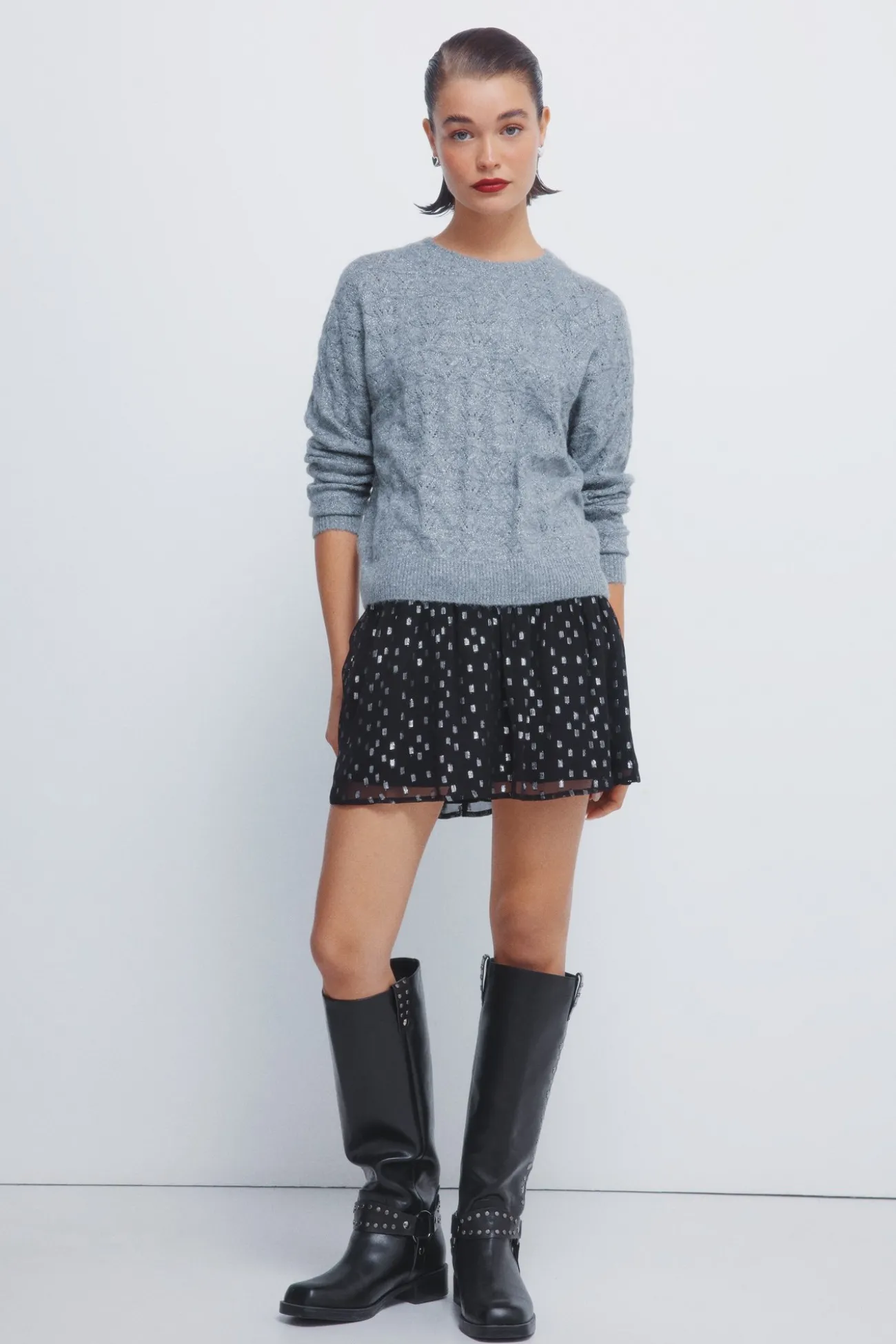 Jupe à smocks en lurex