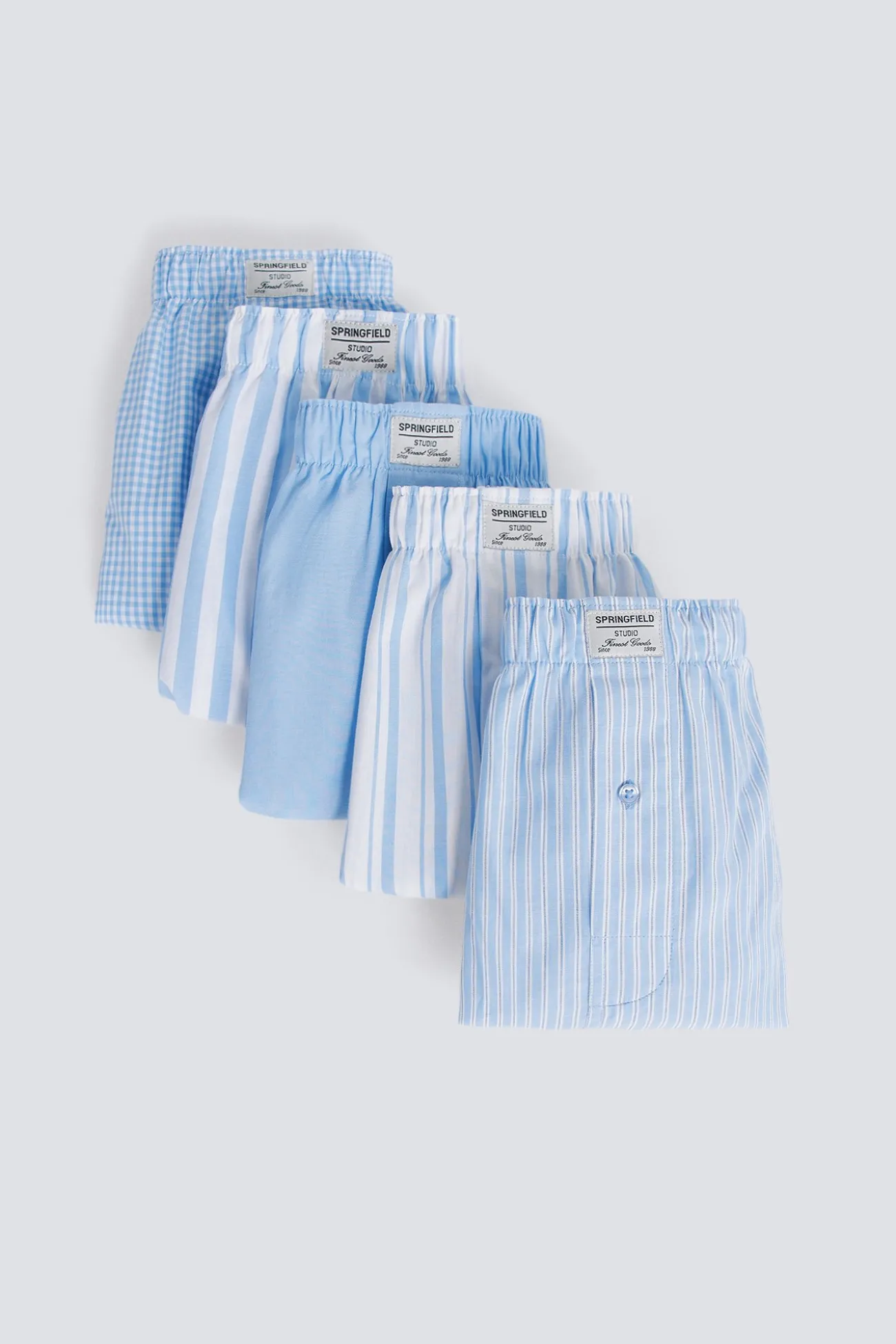Lot de 5 caleçons à rayures bleus
