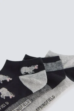 Lot de 3 chaussettes cheville &agrave; hippopotames