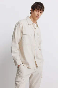 Pantalon cargo slim fit en lin