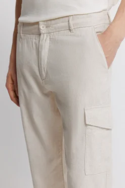 Pantalon cargo slim fit en lin