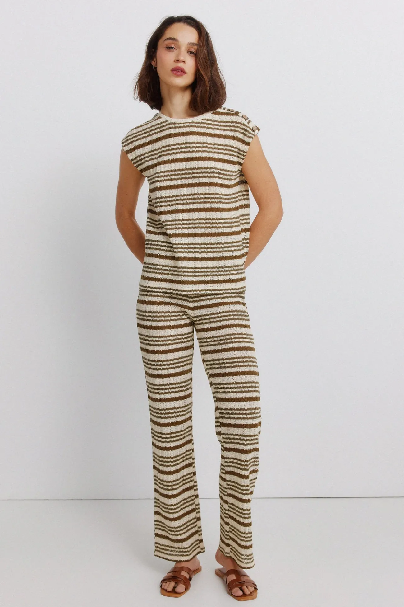 Pantalon en tricot à rayures