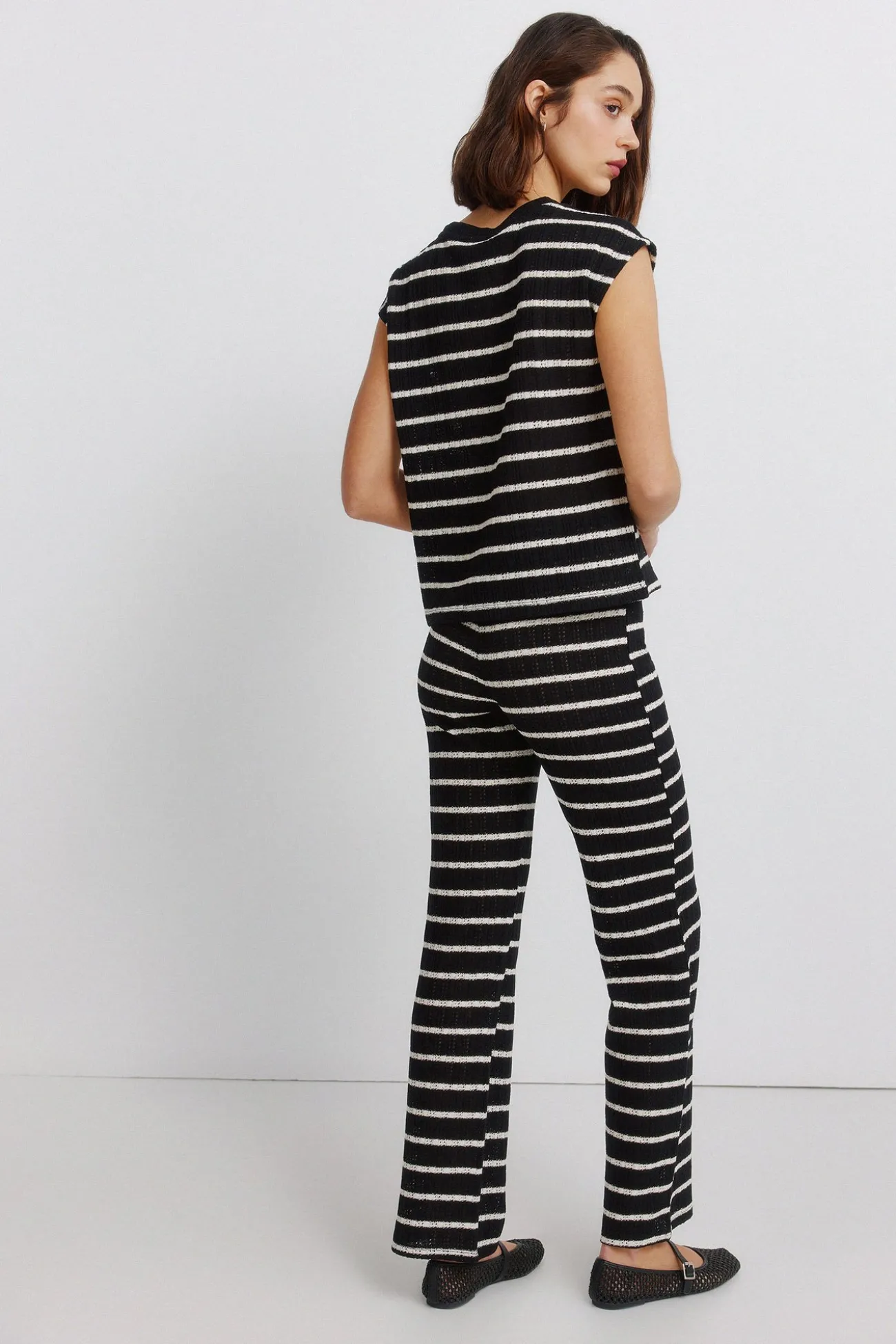 Pantalon en tricot à rayures