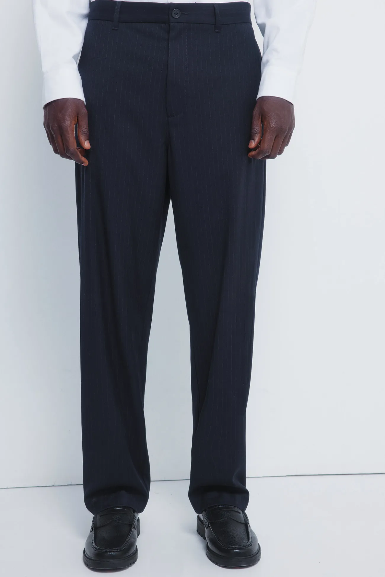 Pantalon rayures coupe droite