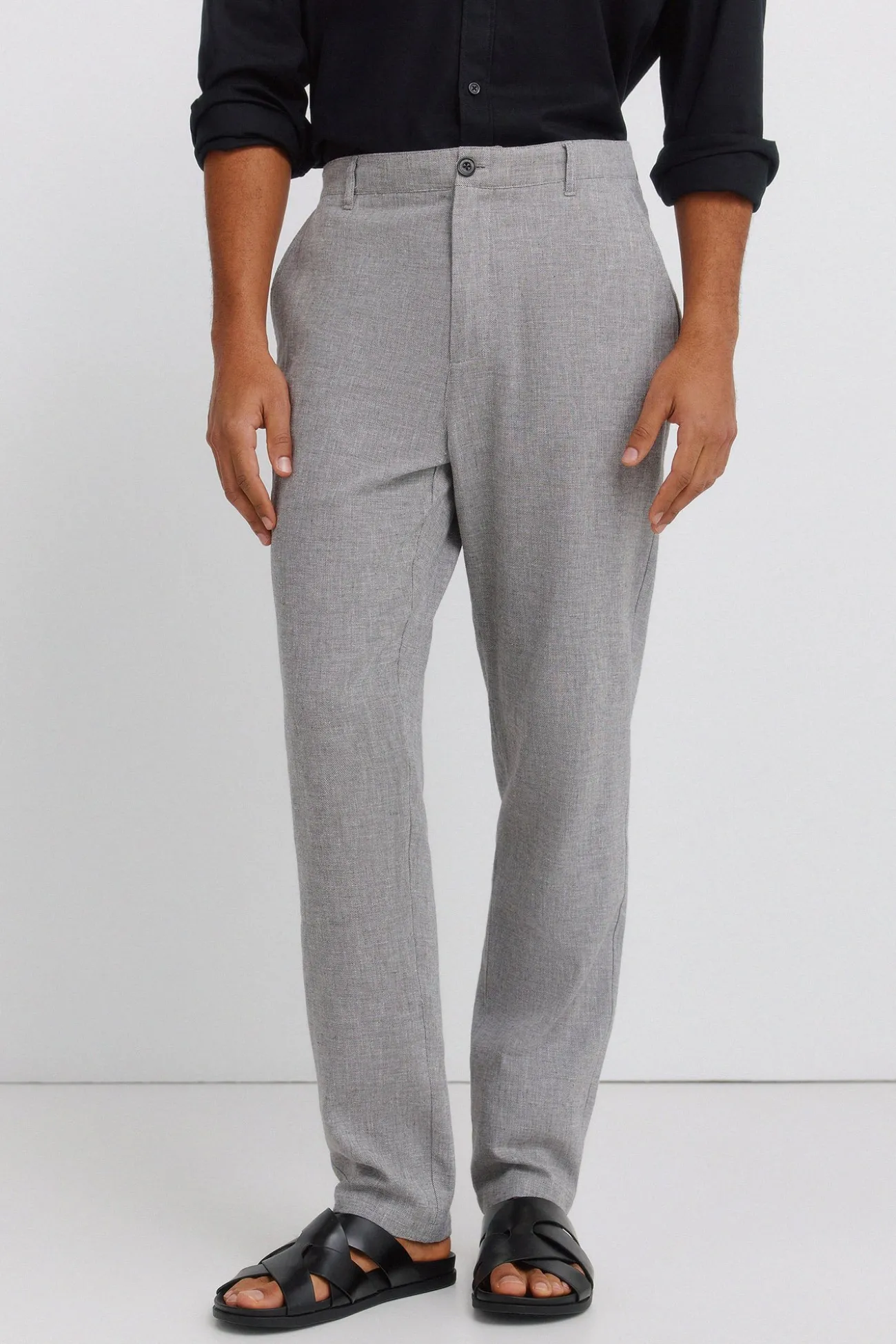 Pantalon slim fit confortable en lin structuré