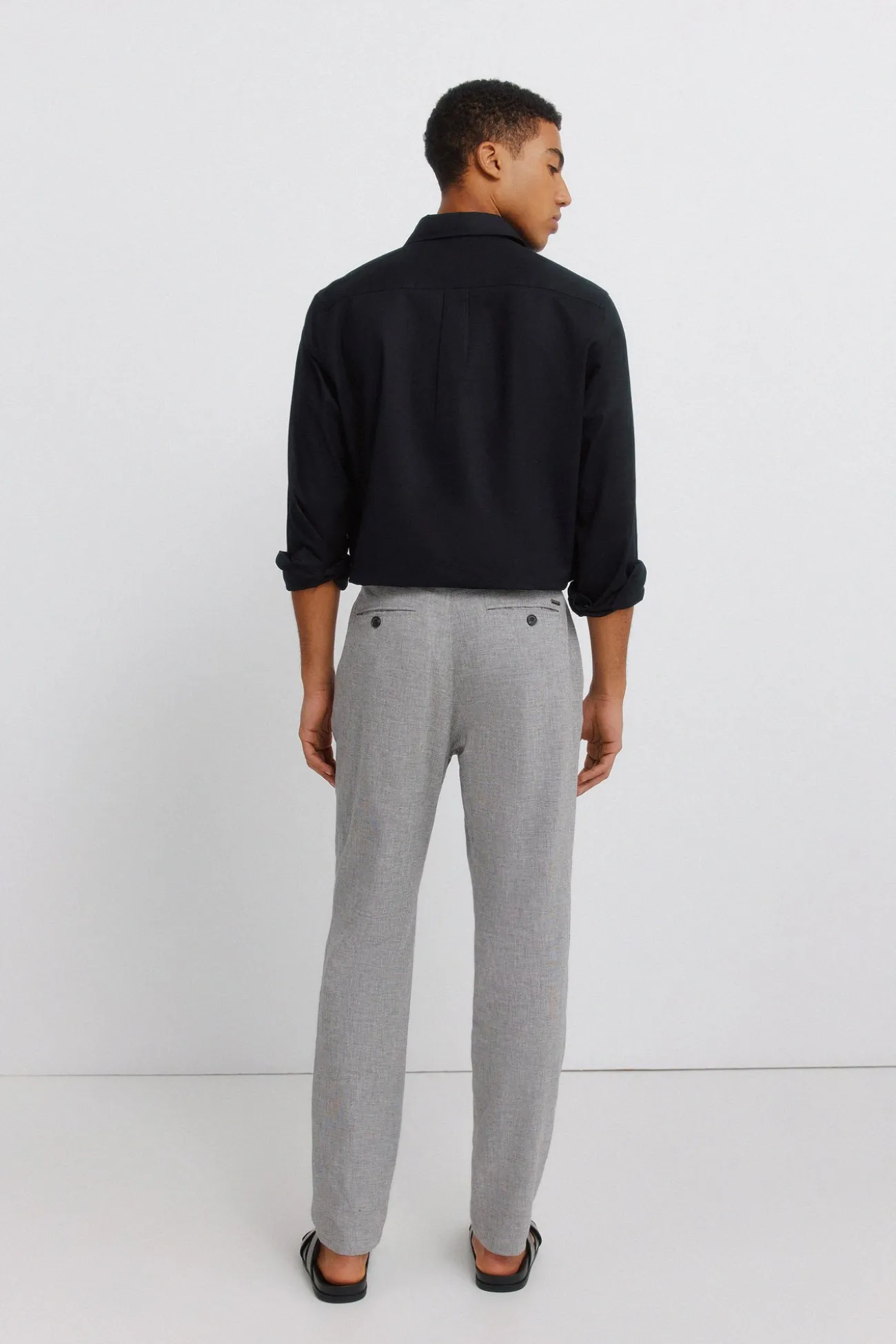 Pantalon slim fit confortable en lin structuré