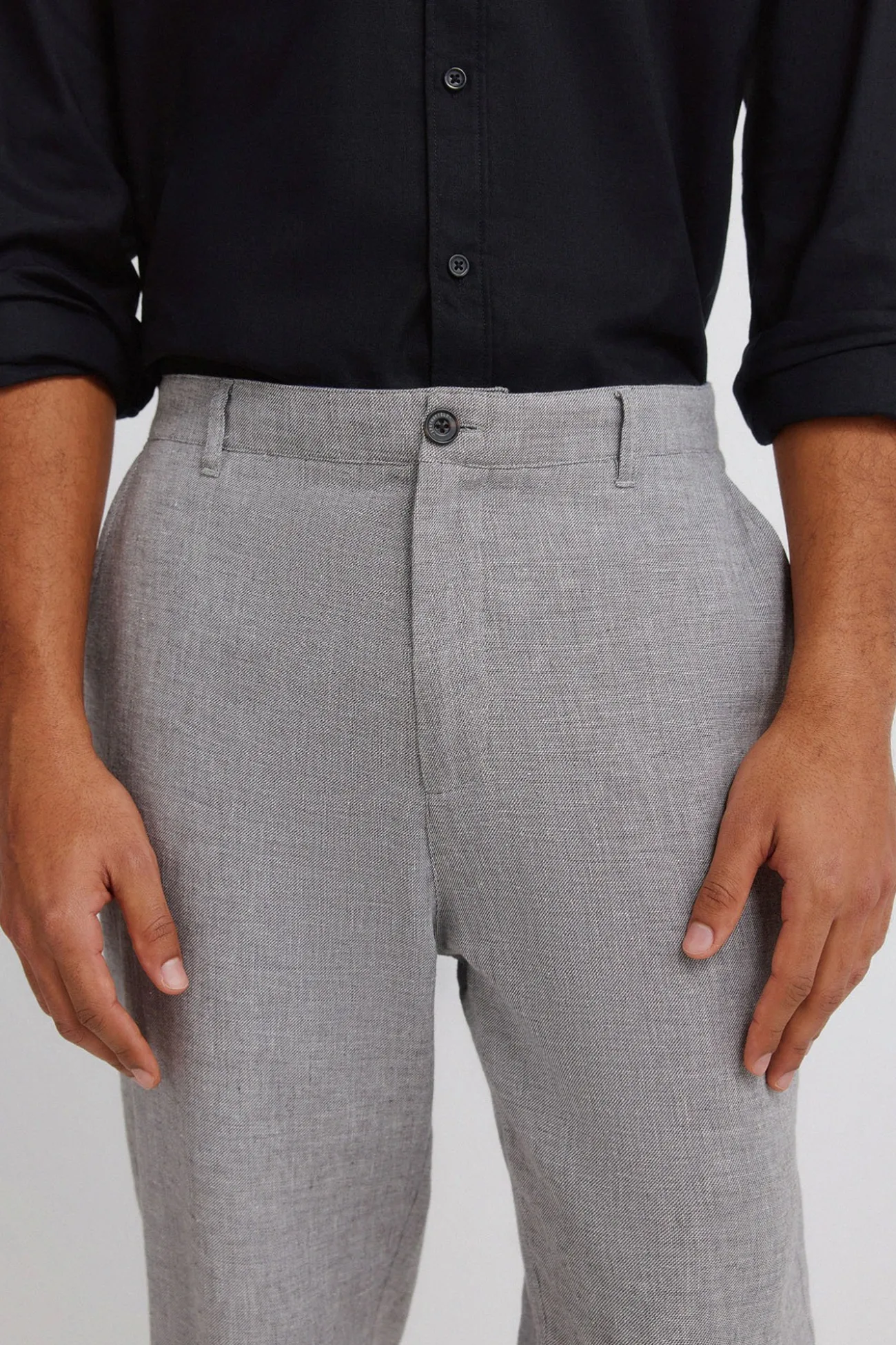 Pantalon slim fit confortable en lin structuré