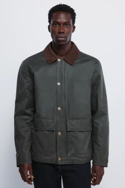 Parka courte avec col en velours côtelé
