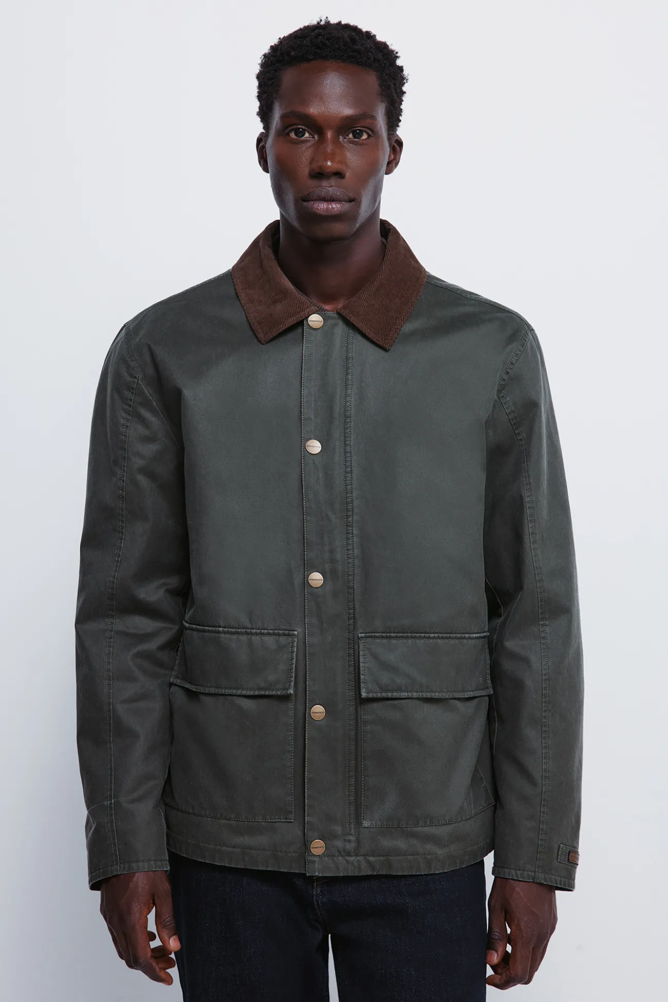 Parka courte avec col en velours côtelé