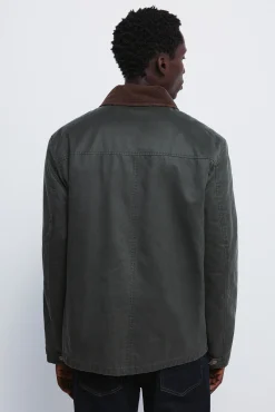 Parka courte avec col en velours côtelé