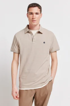 Polo en piqué coupe slim à poignets contrastants