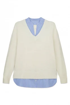 Pull col mao bimatière