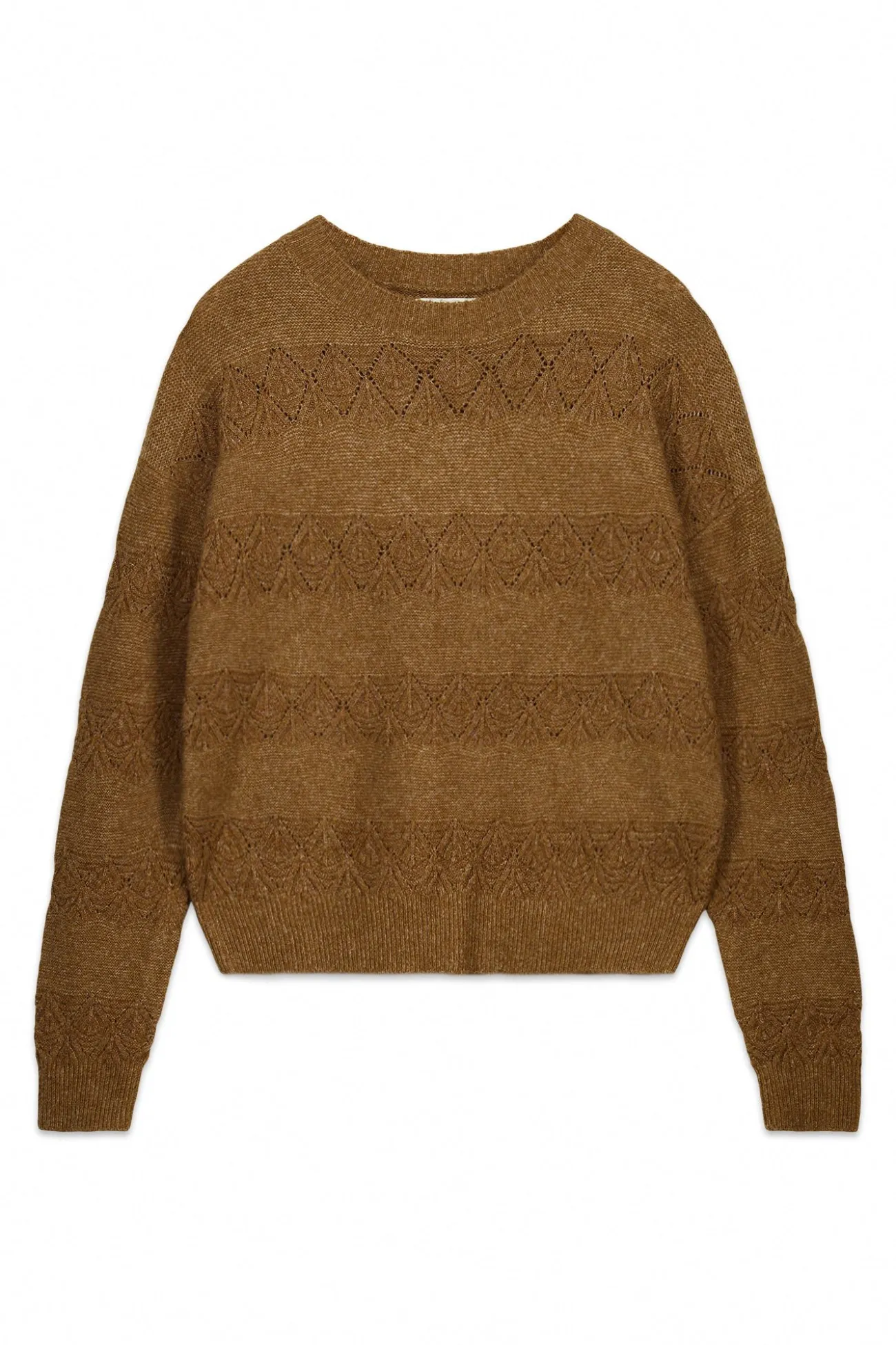 Pull pointelle rayures lurex