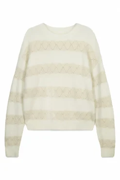 Pull pointelle rayures lurex
