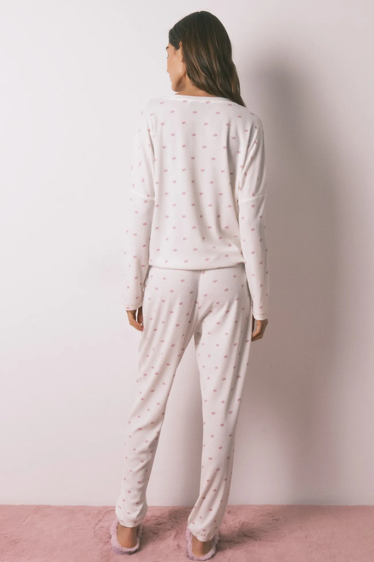 Pyjama long en tricot gaufré