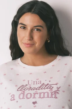 Pyjama long en tricot gaufré
