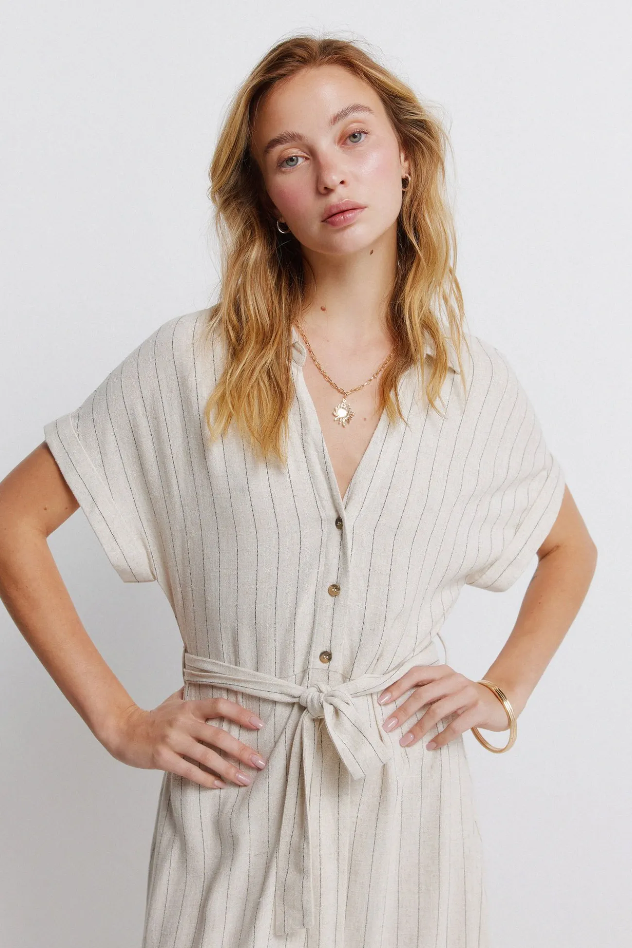 Robe chemise à rayures