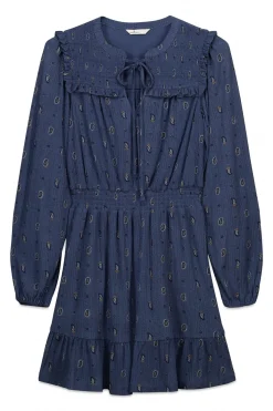 Robe courte à manches longues à volants
