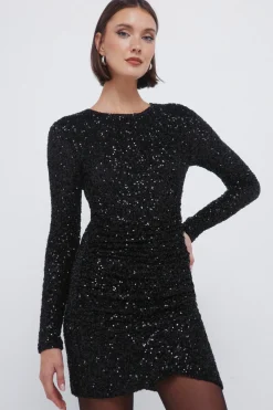 Robe courte drapée à paillettes