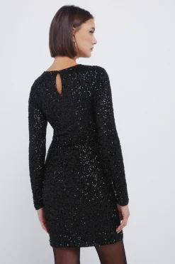 Robe courte drapée à paillettes
