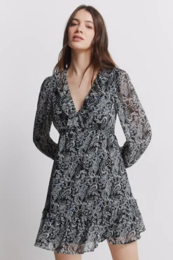 Robe courte imprimée manches longues