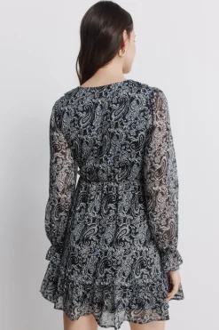 Robe courte imprimée manches longues