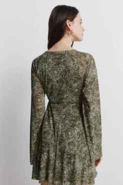 Robe courte imprimée verte