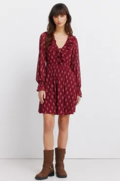 Robe courte imprim&eacute;e &agrave; volants