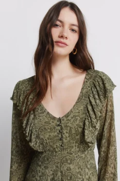 Robe imprim&eacute;e verte
