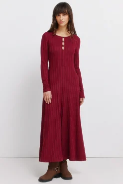 Robe midi en maille rouge